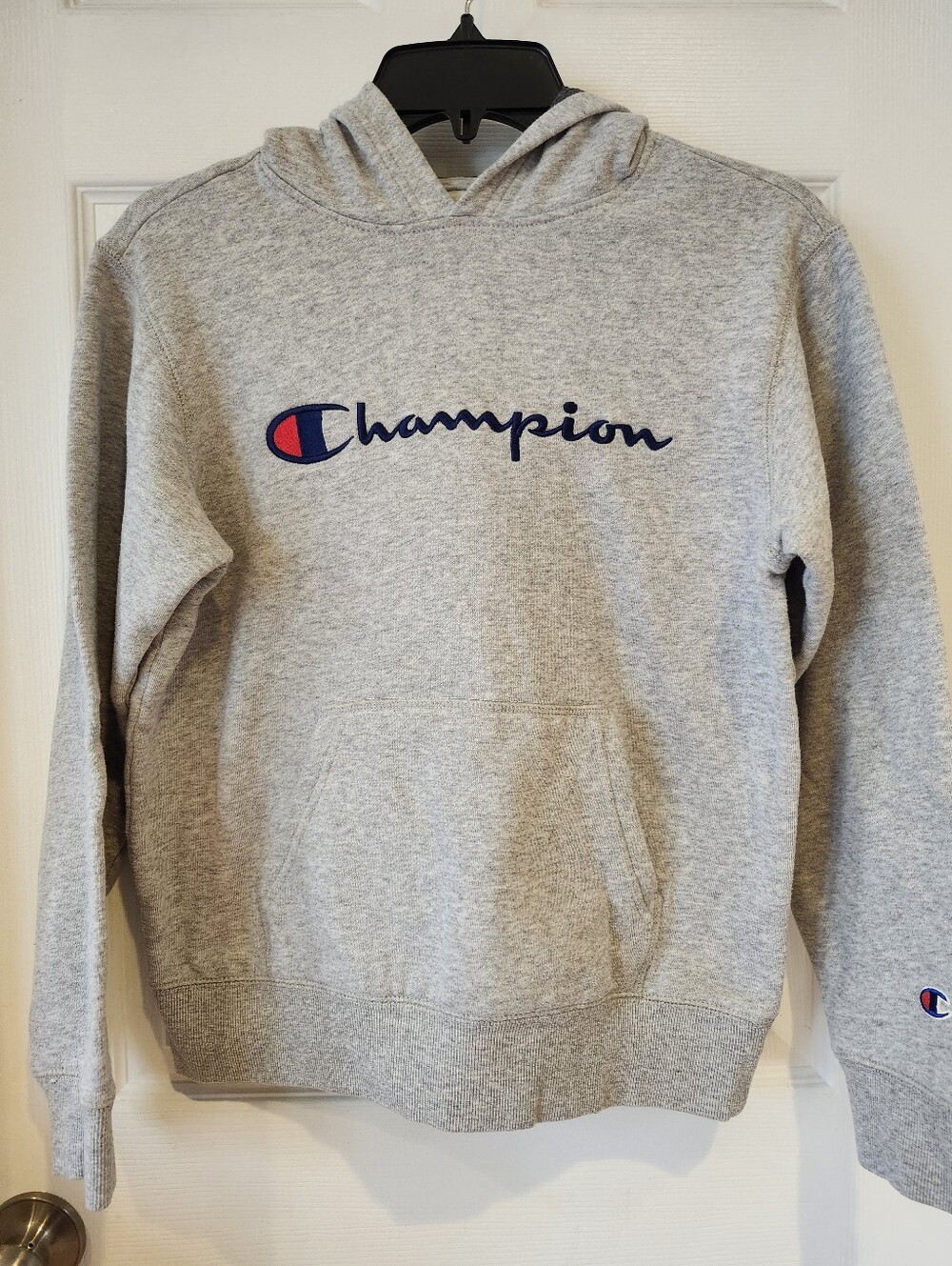 Champion Gray Crewneck Hoodie with Script Logo